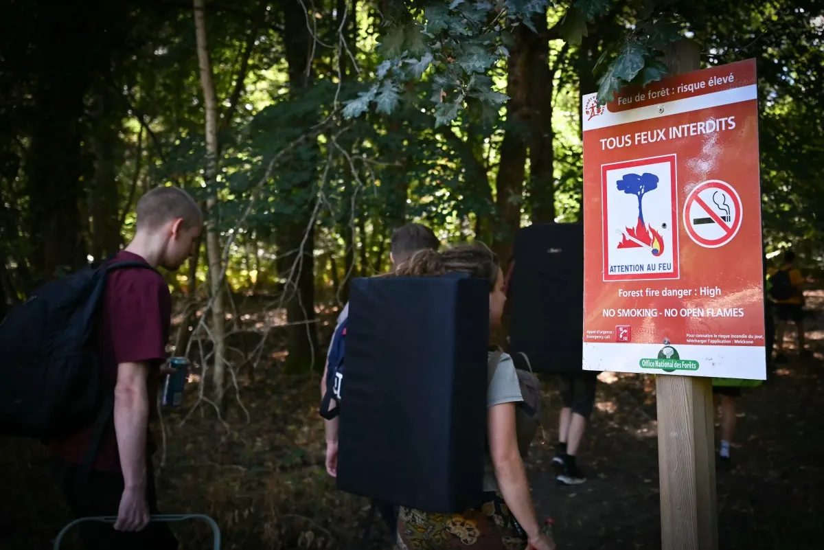 Climbers and walkers flock to forest outside Paris after wildfire closure