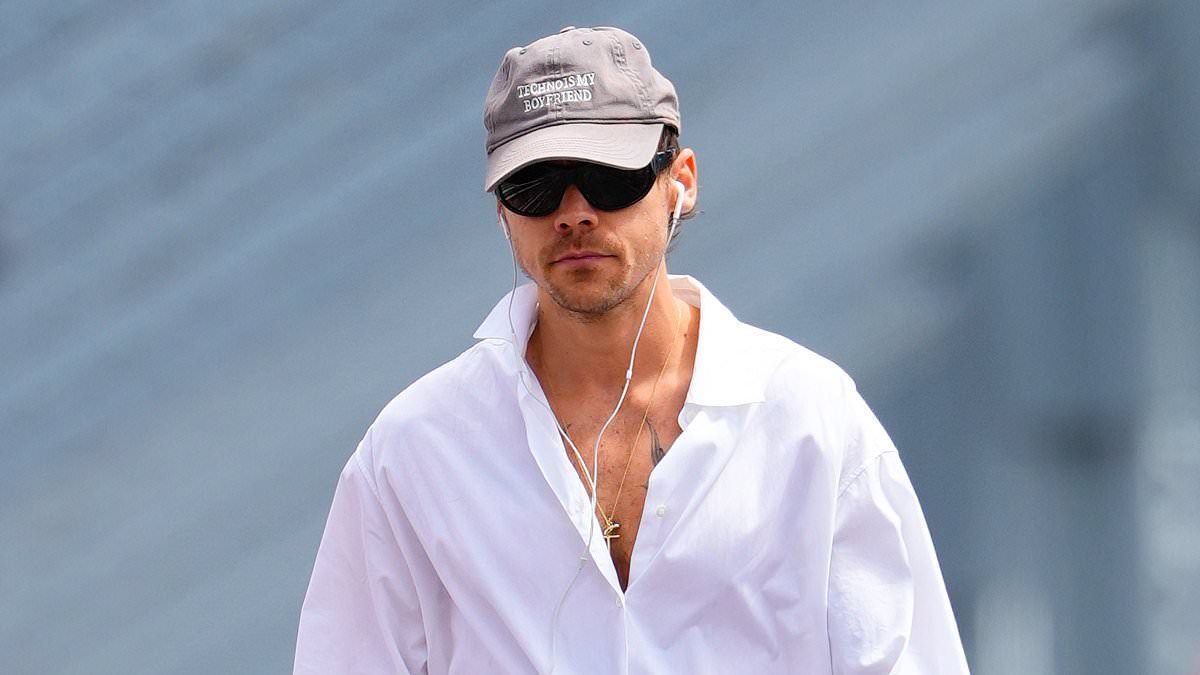 Harry Styles has a Mr Darcy moment in a billowing white shirt as he heads to his NYC gig soundcheck while fiancée Zoe Kravitz is spotted across the city
