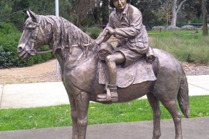 Statue of Lennie Gwyther and His Horse Ginger Mick in Leongatha, Australia