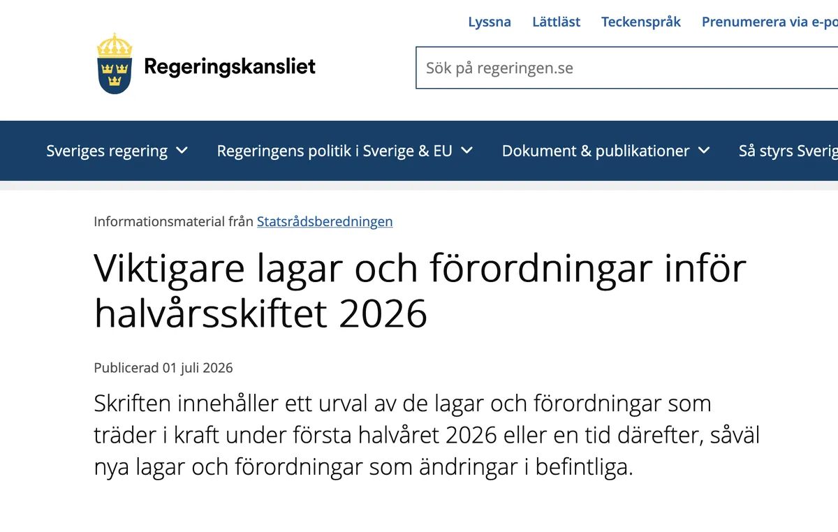 Ten new Swedish laws coming into force over the next few months