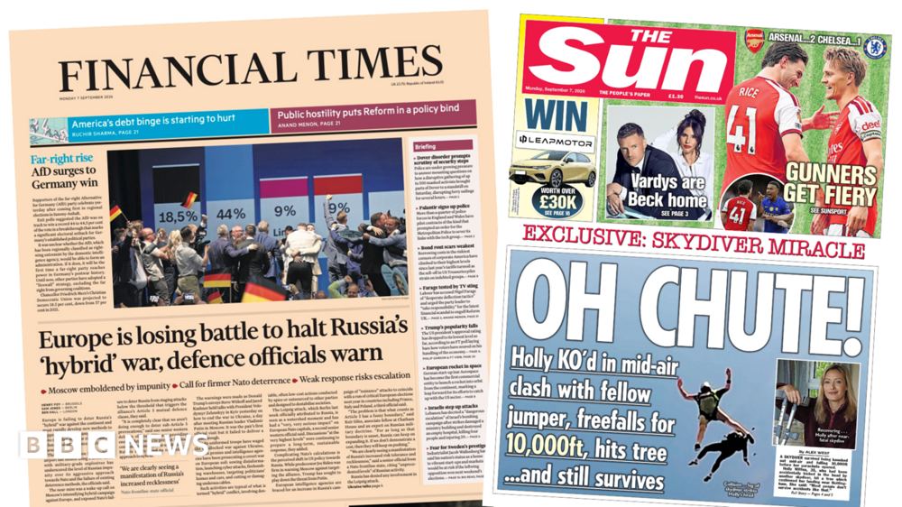 The Papers: 'Losing battle to halt Russia's 'hybrid' war' and 'Oh chute!'