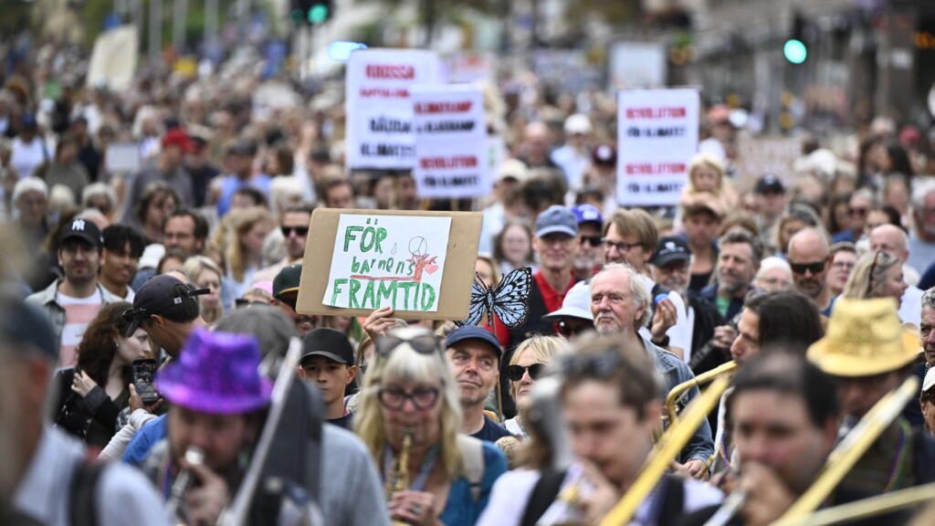 Thousands rally for climate action in Sweden ahead of general election