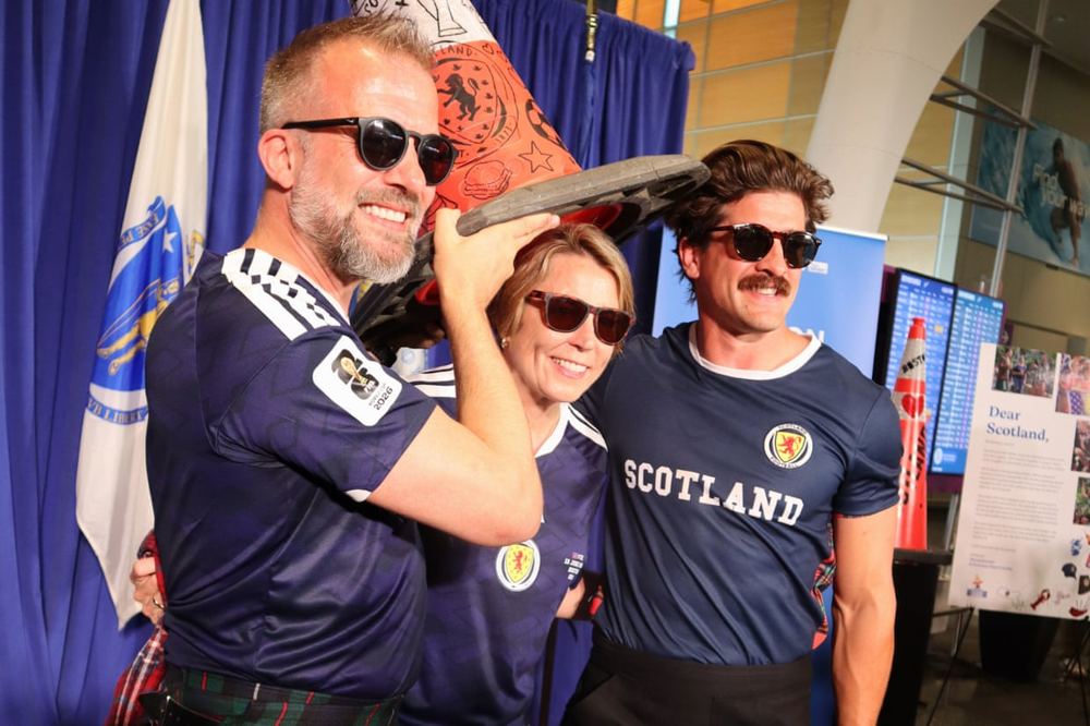 Glasgow traffic cone arrives in Boston to honour Scottish World Cup fans