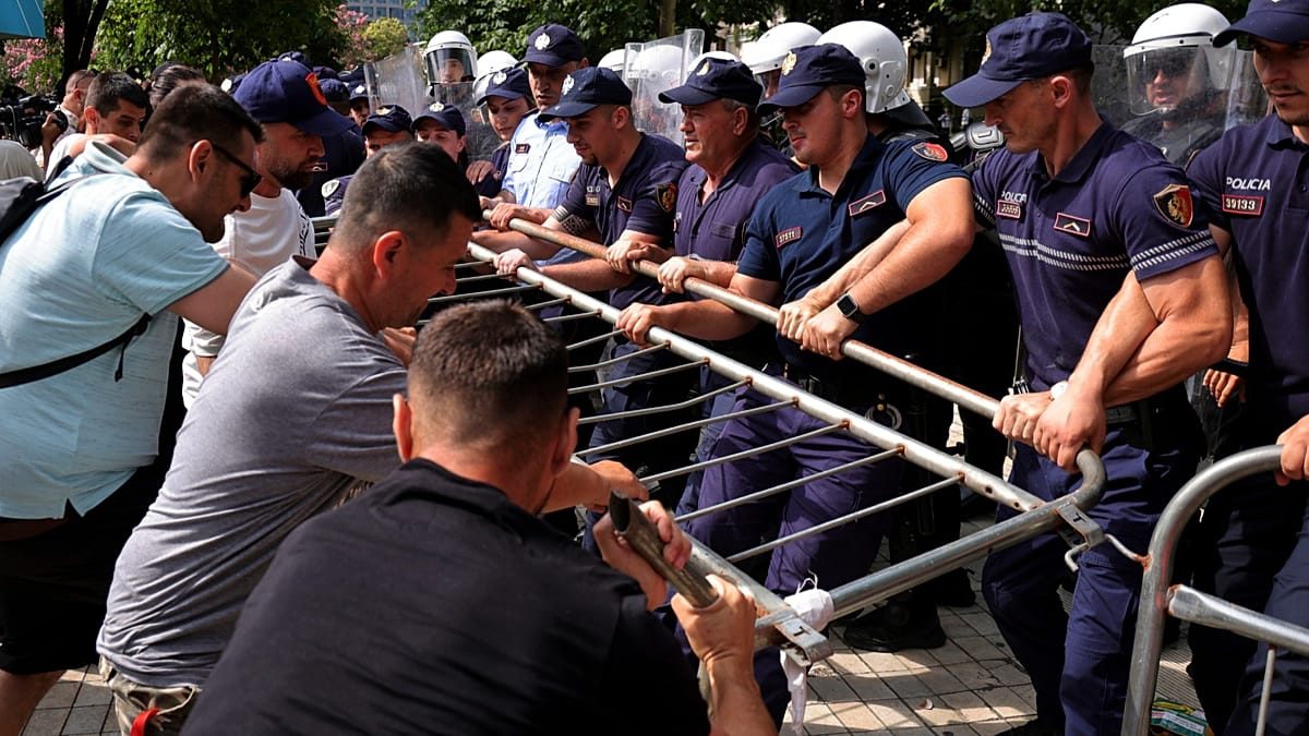 Albanian police fire water cannon as protests against Trump-linked luxury resort continue