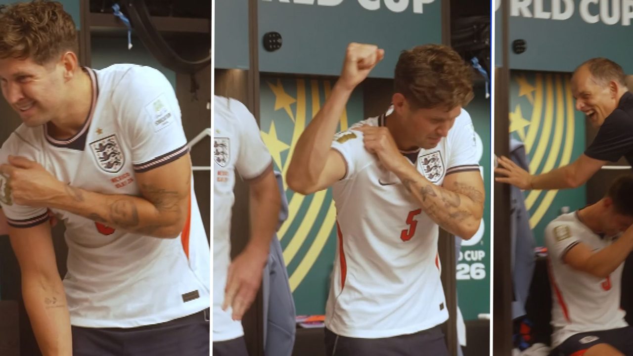 Stones pranks Tuchel with fake injury in dressing room celebration! 🕺