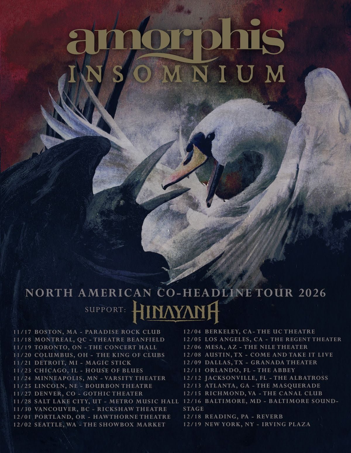 Amorphis and Insomnium Announce Co-Headlining Fall 2026 North American Tour